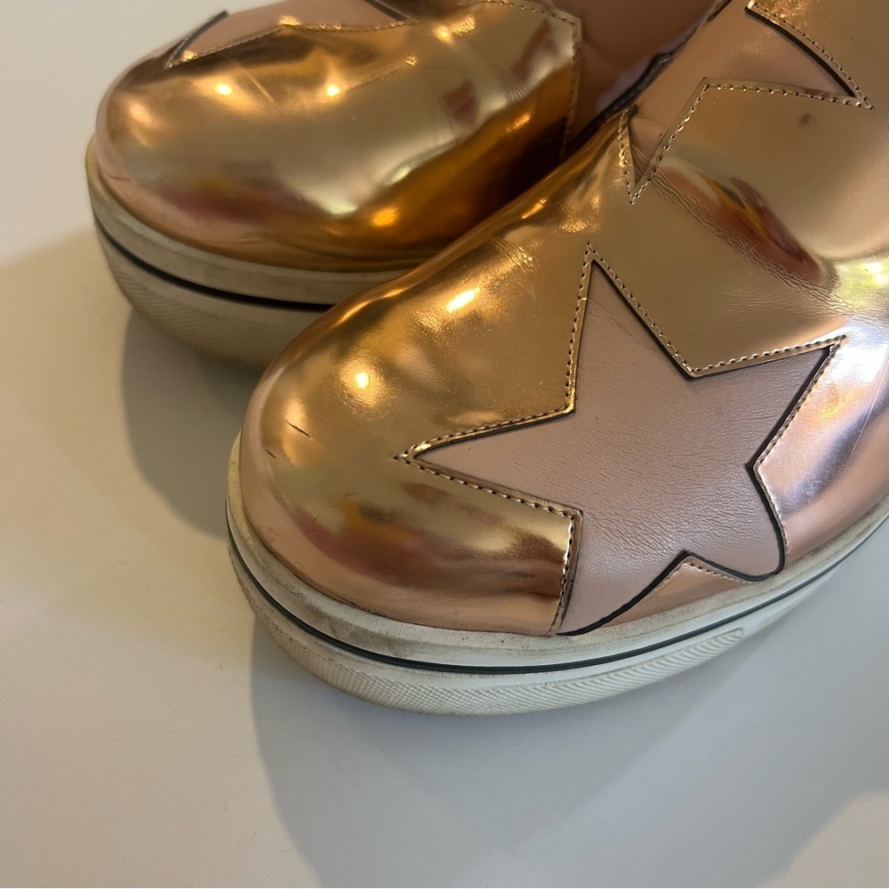 Stella McCartney Metallic Rose Gold Binx Star Platform Slip On Sneakers - Picture 4 of 8